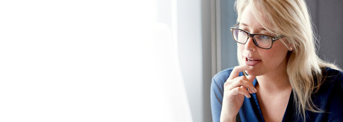 Woman looking at computer